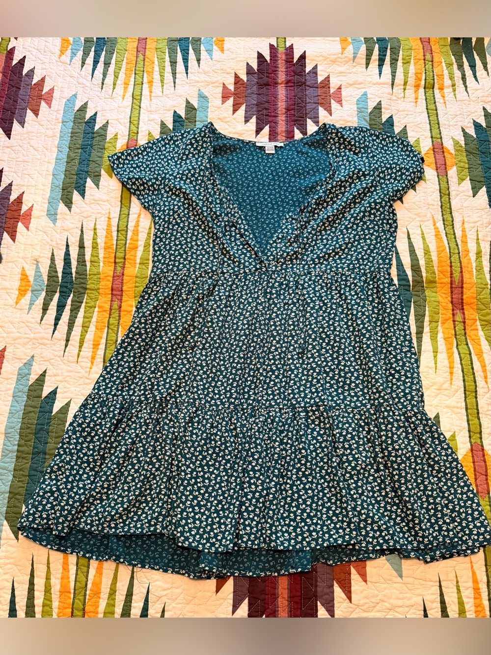 American Eagle Outfitters Teal Floral Mini Dress